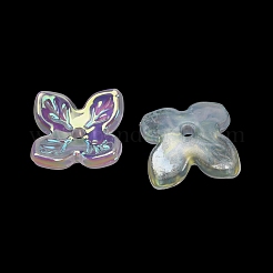 不透明なメッキアクリルビーズ  虹色の  花  透明  10x10x4mm  穴：1.3mm&nbsp;AC-CBA99FE-02H