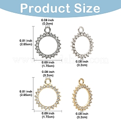 合金ラインストーンペンダント12個。  リングチャーム  ゴールドカラー  20.5x17.5x2mm  穴：2mm&nbsp;FIND-YW0007-95G