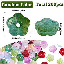 200個の透明スプレー塗装ガラスビーズ  さくらの花  ミックスカラー  9.5x10x3mm  穴：1.2mm&nbsp;GLAA-SC0002-85