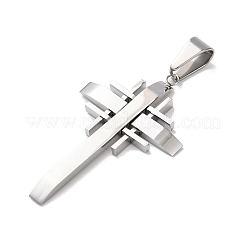 304ステンレススチール製ビッグペンダント  エルサレム十字架のチャーム  ステンレス鋼色  55.5x34x3.5mm  穴：12x5.5mm&nbsp;STAS-G377-01P