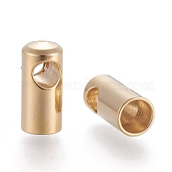 201ステンレススチールコードエンド  ゴールドカラー  8.5x4mm  穴：1.6mm  内径：3.2mm&nbsp;STAS-H436-14I