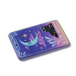 印刷されたアクリルパーツ  タロット模様のチャーム付き長方形  月模様  43~43.5x27~27.5x2.5mm  穴：1.8mm&nbsp;SACR-WH0001-30A