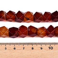 天然石赤瑪瑙ビーズ連売り  多面カットキューブ  10~12x10~12x9~13mm  穴：0.9mm  約20個/連  8.35''（21.2センチメートル）&nbsp;G-T138-40