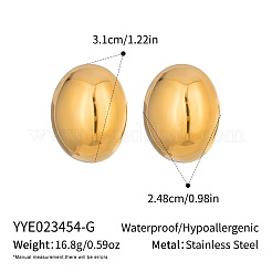 ミニマリストなオーバル304ステンレススチールスタッドピアス  鏡面研磨仕上げ  18KGP本金メッキ  31x24.8mm&nbsp;LS-UN0221-1