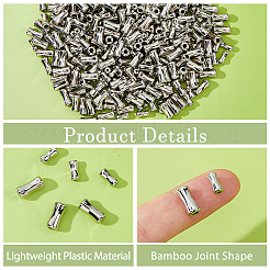 400 個 2 スタイル ccb プラスチックビーズ  竹の節の形を模した  プラチナ  8~11x4~5.5mm  穴：1.4~3mm  200個/スタイル&nbsp;CCB-HS0001-01