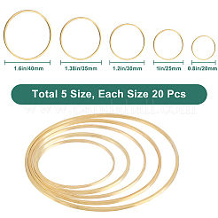 100 個 5 スタイル真鍮リンクリング  リング  ゴールドカラー  20~40x0.7~1mm  20個/スタイル&nbsp;KK-SP0002-19