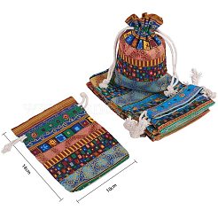 綿と麻の布梱包用ポーチ  巾着袋  ミックスカラー  14x10cm  20個/セット&nbsp;ABAG-NB0001-04
