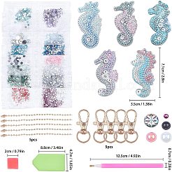 DIY 5D ダイヤモンド塗装キーホルダー  トレイプレート付き  ドリルポイントの釘のツール  DIYキーホルダーギフト  刺繍工芸用  ミックスカラー&nbsp;DIY-WH0161-59