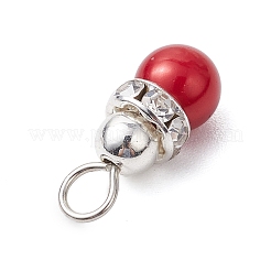 24個のガラスペンダント  プラチナ真鍮ラインストーン金具付き  ラウンド  ミックスカラー  20x8mm  穴：3.5mm&nbsp;PALLOY-JF03117