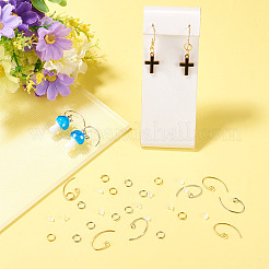 真鍮のピアスフック  鉄製のオープン丸カンとプラスチック製のイヤーナット付き  ミックスカラー  20x12x1mm  穴：2mm  ピン：1mm&nbsp;KK-TA0008-94