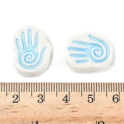 手作りの陶器ビーズ  ヤシ  空色  20x16.5x7.5mm  穴：2.5mm&nbsp;PORC-D025-02E
