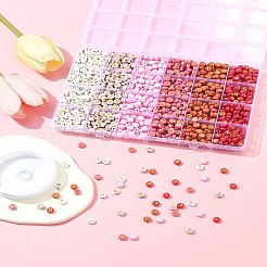 文字付きフラットラウンドDIYアクリルビーズブレスレット作成キット  ミックスカラー  6.5~7x3.5~4mm  穴：1.6mm  3600G /約500g&nbsp;DIY-FS0008-90