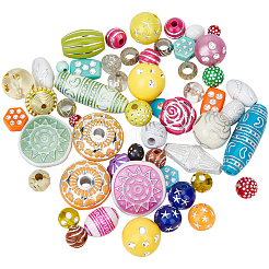 220g メッキアクリルビーズ  ライン入り  混合図形  ミックスカラー  6~22x6~16x3~10mm  穴：1~3mm&nbsp;MACR-PA0001-56