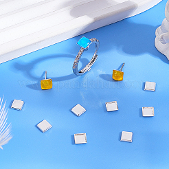 スターリングシルバーのスクエアカボションセッティング15個925個  銀  6x6x1.3mm&nbsp;STER-PH0003-99