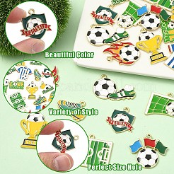 24本12スタイルアロイエナメルペンダント  サッカーのチャーム  混合図形  15.5~31x20~30x1~2mm  穴：1.7~1.9mm  2個/スタイル&nbsp;ENAM-YW0008-42