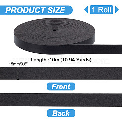 10m両面PU模造革コード  衣服の装飾用  ブラック  5/8インチ（15mm）  約10.94ヤード（10m）/バンドル&nbsp;SRIB-WH0011-162B