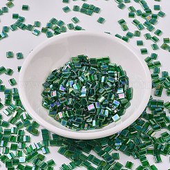 MIYUKIティラビーズ  日本製シードビーズ  2穴  (tl179) 透明緑ab  5x5x1.9mm  穴：0.8mm  約118個/10g&nbsp;X-SEED-J020-TL0179