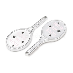 オペーク プリント アクリル ビッグ ペンダント  文字チャーム付きテニスラケット  銀  74.5x32.5x7mm  穴：2.5mm&nbsp;AC-CBA89B1-01A