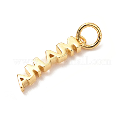 母の日用真鍮ペンダント  丸カン付き  長持ちメッキ  単語ママ  18KGP本金メッキ  16.5x3x2mm  穴：3mm  丸カン：5x0.9ミリ&nbsp;KK-G399-25
