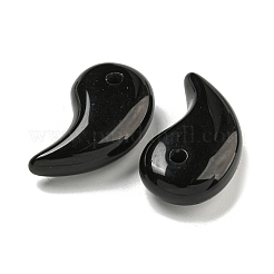 天然石オブシディアンペンダント  勾玉  34x19x10mm  穴：3mm&nbsp;G-K338-23A