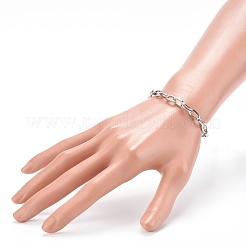 304ステンレススチールアズキチェーンブレスレット  真鍮カニカン付き  ステンレス鋼色  7-5/8インチ（19.5cm）&nbsp;BJEW-JB06194-02