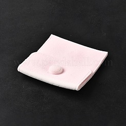 （不良品処分セール：色褪せ）スクエアベルベットジュエリーバッグ  スナップファスナー付き  ピンク  7x7x1cm&nbsp;TP-XCP0001-05