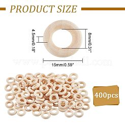 ドーナツ木製の連結リング  染め  無鉛の  小麦  15x4.5mm  内径：8mm&nbsp;WOOD-NB0002-11
