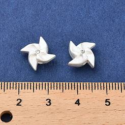 マット合金ビーズ  風車  マットシルバーカラー  9x9x6mm  穴：1.6mm&nbsp;PALLOY-R145-09MS