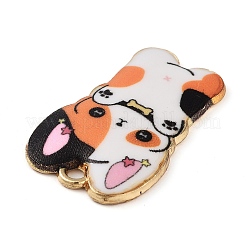 メッキ合金エナメルチャームラック  ゴールドカラー  犬チャーム  オレンジ  25x16x2mm  穴：2mm&nbsp;FIND-Q099-10G-03
