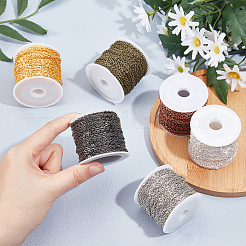 6色の鉄製アズキチェーン  溶接されていない  プラスチックスプール付き  フラットオーバル  ジュエリーには人気のある  重要な装飾  ミックスカラー  10m /カラー&nbsp;CH-AR0001-01