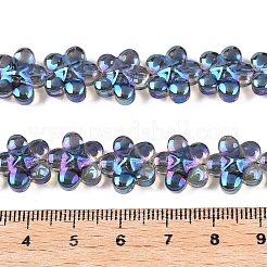 電気メッキガラスビーズセット  花  ディープスカイブルー  12x12.5x7mm  穴：1mm  約54~55個/連  24.57~24.96インチ（62.4~63.4cm）&nbsp;EGLA-T028-02Q