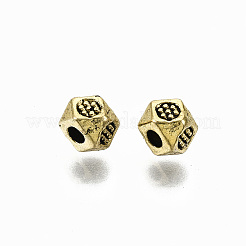 チベット風合金ビーズ  ポリゴン  カドミウムフリー＆鉛フリー  アンティーク黄金  4x3.5x3mm  穴：1.4mm  約325個/50g&nbsp;X-TIBEB-N005-033AG-RS