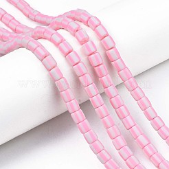 手作り樹脂粘土ビーズ連売り  コラム  ピンク  6x6mm  穴：1.5mm  約63個/連  15.55インチ〜15.94インチ（39.5~40.5cm）&nbsp;X-CLAY-T020-12H