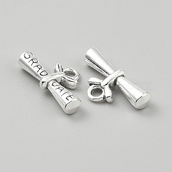 合金のチベット風チャーム  卒業証書チャーム  アンティークシルバー  11x21x4.5mm  穴：2.5mm&nbsp;FIND-WH0036-25