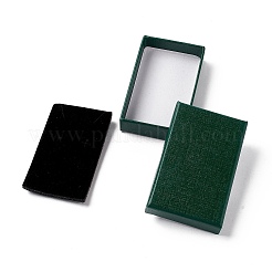 ペーパー スポンジ マット ネックレス ボックス  長方形  濃い緑  8x5x1.7cm  内径：7.2x4.3x1のCM&nbsp;X-OBOX-G018-02A