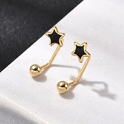 304ステンレススチールスタッドピアス  エナメル  ゴールドカラー  スター  17.5x6.5x8.5mm&nbsp;EJEW-F396-05C-G