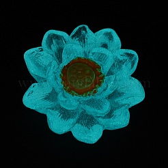 光る透明樹脂デコデンカボション  暗闇で光る蓮の花  ジュエリー作りのための  ライトブルー  22.5~23x9.5mm&nbsp;CRES-F032-B02
