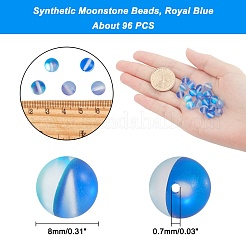 合成ムーンストーンビーズ連売り  ホログラフィックビーズ  染め  艶消し  ラウンド  藤紫色  8mm  穴：0.7mm  約48個/連  15インチ（38.1cm）  1連売り/箱&nbsp;G-AR0002-40G