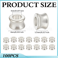 チベット風合金ヨーロピアンビーズ100個  大穴ビーズ  バレル  銀  8x5.5mm  穴：4mm&nbsp;FIND-ME0003-50S