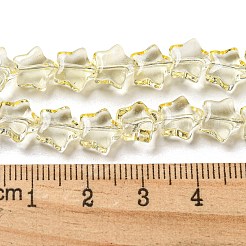 ベーキングペイント透明ガラスビーズ連売り  スター  シャンパンイエロー  8x8x4mm  穴：0.8mm  約101~102個/連  29.13~29.53インチ（74~75cm）&nbsp;X1-DGLA-A07-T8mm-KD01