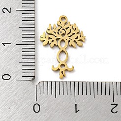 201ステンレスペンダント  レーザー切断  ゴールドカラー  ツリー  18x12x1mm  穴：1.2mm  5個/袋&nbsp;STAS-H188-02E-G