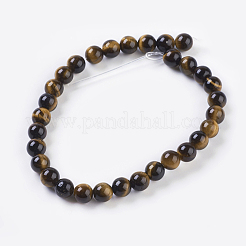 天然石タイガーアイビーズ連売り  ラウンド  6mm  穴：1mm  約31個/連  7インチ&nbsp;G-C076-6mm-1B