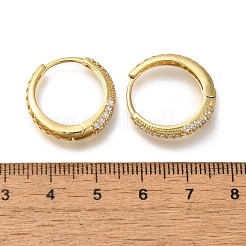 ラックメッキ真鍮マイクロパヴェキュービックジルコニアフープピアス  長持ちメッキ  鉛フリー＆カドミウムフリー  18KGP本金メッキ  4.5x20mm&nbsp;EJEW-H143-25G-01