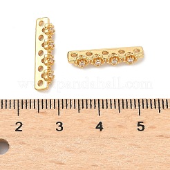 真鍮マイクロパヴェクリアキュービックジルコニアスペーサーバー  18KGP本金メッキ  花  19.5x5x3.5mm  穴：1.2mm&nbsp;KK-Z139-11G-02