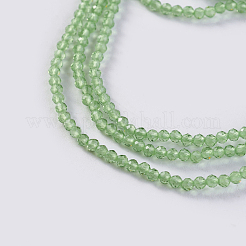 ガラスビーズ連売り  多面カット  ラウンド  芝生の緑  2x2mm  穴：0.4mm  約183~187個/連  13.38