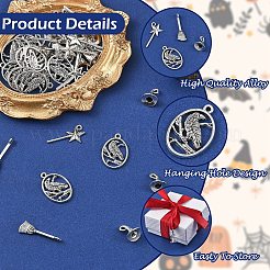 80pcs4スタイルチベットスタイル亜鉛合金ペンダント  鉛フリー＆カドミウムフリー  混合形状  アンティークシルバー  11~27x8.7~17x2~3mm  穴：1.6~2mm  20個/スタイル&nbsp;TIBEP-YW0012-43