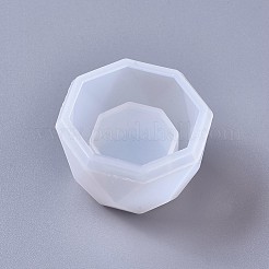シリコンモールド  植木鉢レジン型  UVレジン用  エポキシ樹脂ジュエリー作り  八角形  ホワイト  69x45mm&nbsp;DIY-F041-20C