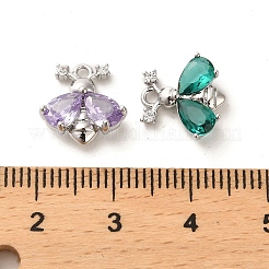ガラスチャーム  真鍮パーツ  蛾  プラチナメッキ  11.5x11.5x4mm  穴：1.2mm&nbsp;KK-P260-06P