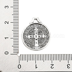 合金ペンダント  イエスとフラットラウンド  アンティークシルバー  21x18x1.2mm  穴：2x3mm&nbsp;PALLOY-H132-01AS