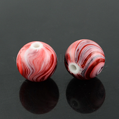 アクリルビーズ-プリント  ラウンド  ミックスカラー  8mm  穴：2.5mm  約1800個/500g&nbsp;MACR-Q150-8mm-M